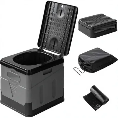 Portable Folding Camping Travel Toilet Plastic RV Indoor Outdoor Temporary Use