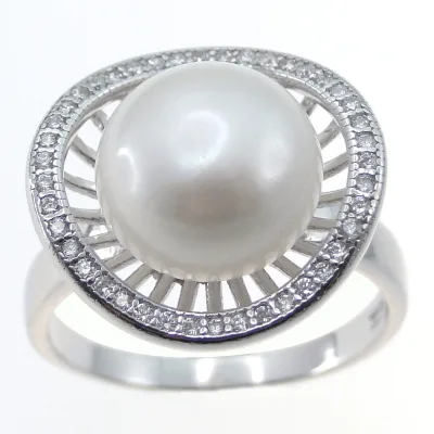 Pearl Dome Ring Fresh Water Pearl Ring Vintage 925 Silver Sterling Pearl Ring Gold Dainty