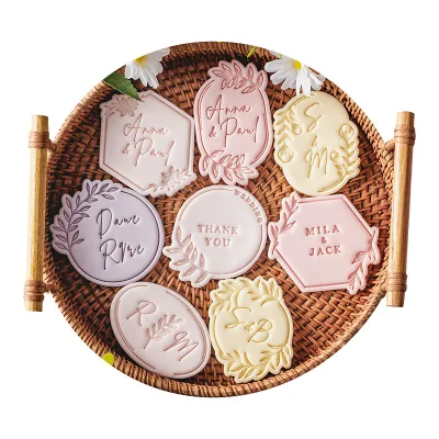 Korean Pattern Blessing Frame Flip Sugar Biscuit Mold Plastic Baking Tool for Wedding Birthday Dessert Table Cake Cookie Tools
