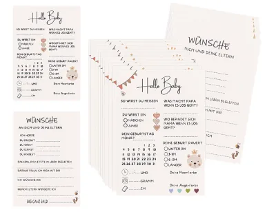 Lhbwhiz 20 Pieces Small Square Baby Party Games Cards Baby Shower Guessing Game Gender Reveal Printed Both Sides