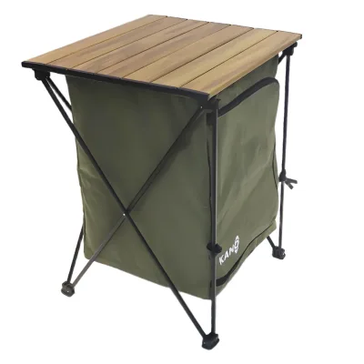 Multifunctional Foldable Outdoor Table Cabinet Lightweight Aluminum Design with Zippered Storage Compartment