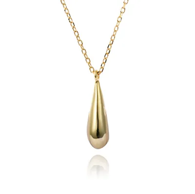 Gold Plated Sterling Silver Water Tear Drop Necklace Jewelry