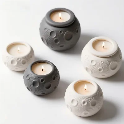 Ceramic Moon Shaped Candle Jar, 6oz, Hand Painted, Custom Color & Scent, Factory Direct, Wholesale for USA