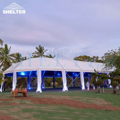 Custom Multi-Arch Tent Luxury Outdoor Octagonal Heavy Duty 20 X 40m Marquee Frame Party Wedding Tent With Light