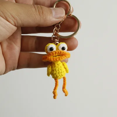 Wholesale Crochet Doll Duckling Keychain Handmade Crochet Animal Key Chain Charm Backpack Couples Pendant Crocheted Keychain
