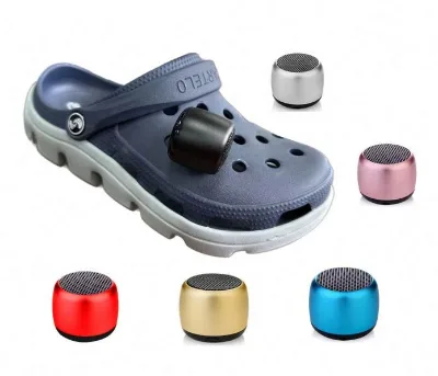 2025 High Quality Mini Bluetooth Speaker Small Metal Design with Corc Back Hot Selling Shoe Decorations
