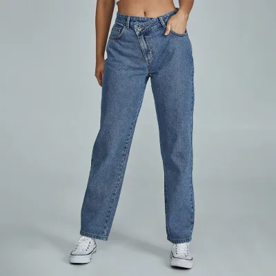 Hot Selling Boyfriend Denim Vintage Women Jeans High Quality Jeans Asymmetrical Waist Pants Casual Female Jeans