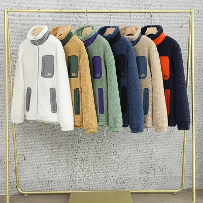 Unisex Winter Wears Zip up Sherpa Faux Fur Jackets for Women 100% Polyester Regular Sleeve Plain Dyed Flannel Fabric Lined