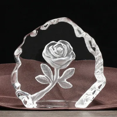 Honor of Crystal Crystal Iceberg Rose Flower Customized Love Theme Rose Image for Wedding Souvenir Gift