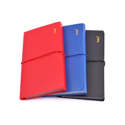 Foska Assorted Colors Durable PP Hand-held Design File Folder Accordion Wallet with Large Elastic Cord Closure & Colored Labels