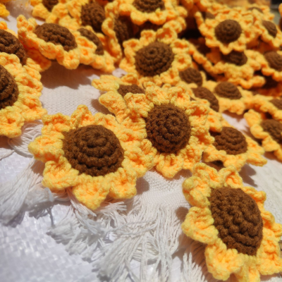 Hand Woven Sunflower Simulation Flower Crochet Woven Artificial Flower