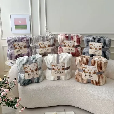 Custom Ink-Washed Thick-Pile Lambswool Blanket Double-Sided Flannel Nap Blanket Sheet-Style Fleece Blanket