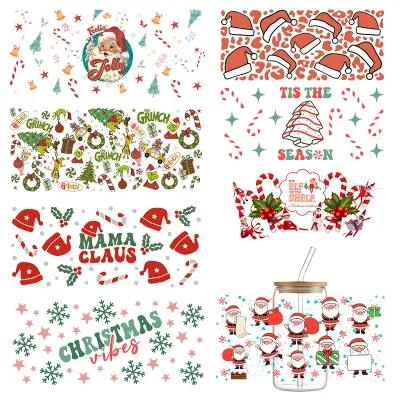 Custom Christmas UV DTF Transfer Paper Soft Film Designs Ready to Press for T-Shirts & Bags Heat Transfer Printing Method