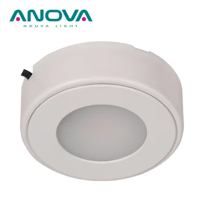 Surface Mounted 12V Aluminum Fixed Round 3W Under Cabinet Light 3000K Warm White Puck Light
