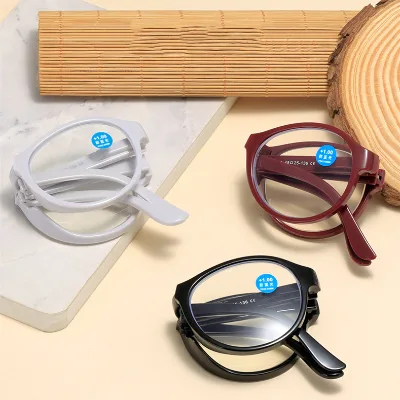 2024 Spring Hinge Small Round Red Black Anti Blue Light Lentes De Lectura Oftalmicos Foldaway Women Men Foldable Reading Glasses