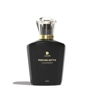 100ml Premium Gem Stone Black Cap Fancy Perfume Empty Bottle Spray Bottle Perfume Glass Bottle with Box