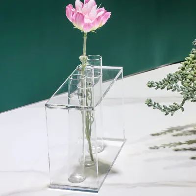 Custom Clear Acrylic Hydroponic Creative Vase Lucite Flower Vase For Home & Wedding Customizable
