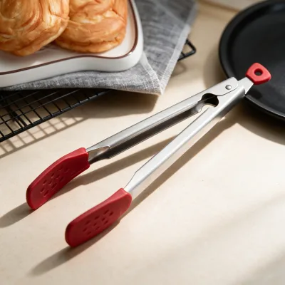 Stainless Steel Silicone Bread Clip Easy to Clip Steak High Heat Resistant Food Safe BBQ Clip Filter Spoon Kitchen