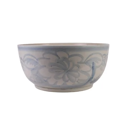 RZPI83 Hand Painted Blue and White Sunflower Pattern Ceramic Big Bowl Planter