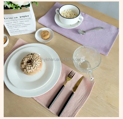 Luxury Cotton Napkin Cloth Solid Color Printed Tea Towel Quick-Dry Square Western Wedding Napkin for Kitchen Use