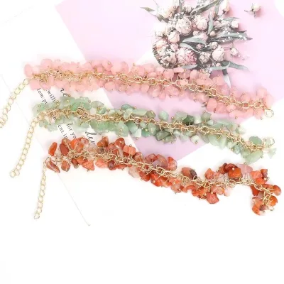 2024 Gemstone Two Layers Handmade Natural Crystal Stone Beaded Bracelets Fashion Irregular Gravel Stone Bracelets Gift