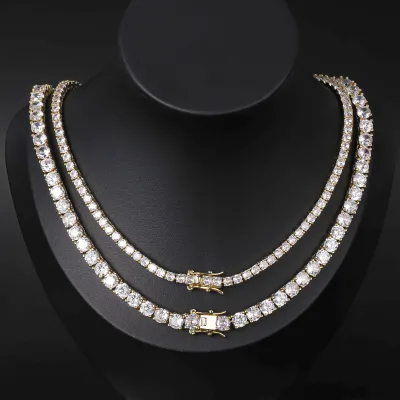 CM Hip Hop Miami Gold Silver Iced Out Diamond Tennis Chain Diamond Tennis Necklaces Women Teens Tennis and Cuban Link Chains