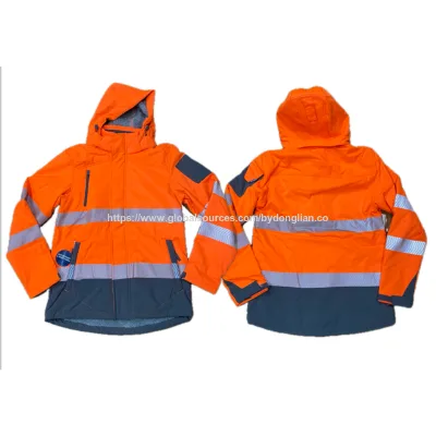 Custom Hi Vis Softshell Jacket | Hooded Softshell Jacket with Sherpa Lining | Water resistant Breathable for industrial & safety