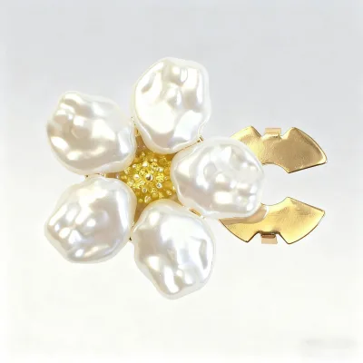 Women's Fashion Alloy Pearl Decorative Collar Button Anniversary Shirt Cuff Cover with Flower Design Chic Tie Clips