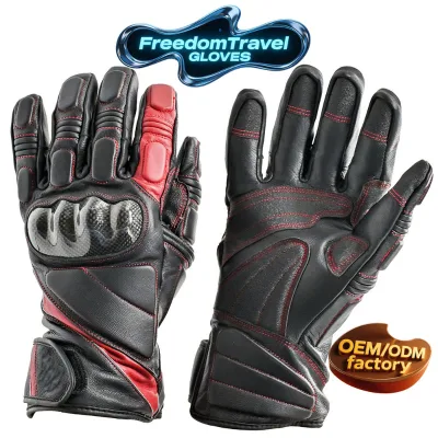 Top Factory Custom Goatskin Leather Breathable Kevlar Waterproof Protective Gear Motocross Motorcycle Gloves for Racing