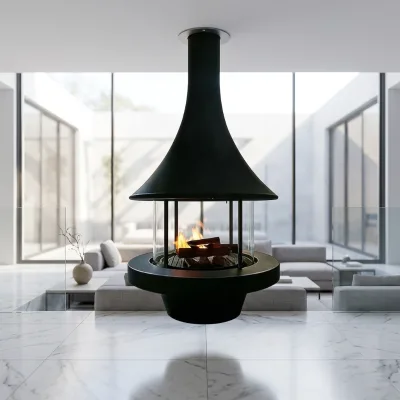 Suspended Hanging Design Conical Hood for Efficient Smoke Ventilation Metal Energy-Saving for Villas Guesthouses Living Rooms