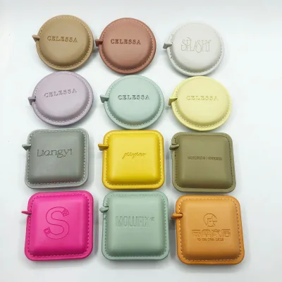 Promote Factory Customized Logo Mini Leather Plastic Measuring Tape With Gifts Box