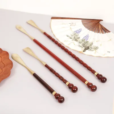 Satin-Finish Rosewood Shoe Horn Long Handle Durable Solid-wood Design Paint-free Finish for Pregnant Women Shoes 14/23 Inch