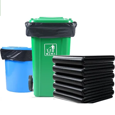 Extra Large Black Flat Mouth PE Heavy Duty Trash Bags 50Pcs for Industrial & Catering Waste Disposal Disposable