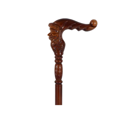 Hand Carved Santa Claus Wooden Walking Cane Decorative Walking Stick Christmas Gift Elderly Aid Cosplay Gentleman Wood Cane