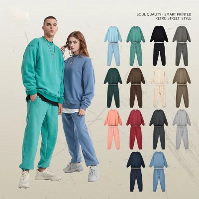 High Quality Custom Sport Gym Sweatsuit Tracksuit Sets Men Fleece Jogger Harem Pants Set Hoodies and Sweat Pants Set for Men
