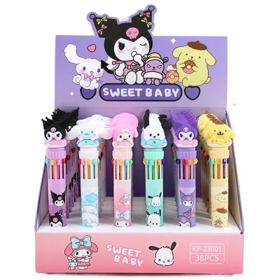 Korean-Style Cartoon Multi-color Ballpoint Pen Cute Ten-Color 0.7mm Plastic Hand- Account Pen Students