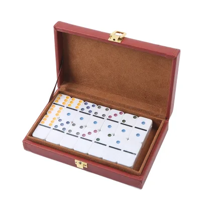Domino Set Large Jumbo Double Six Dominoes with Spinner Extra Thick Plastic Eco-Friendly Ivory Family Game Strue STDOWC01