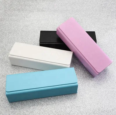 Custom Logo Vintage Medium Size Leather Sun Glasses Case Magnet Adsorption Hard Eyeglasses Reading Glass Boxes Eyewear