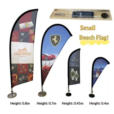 Factory Wholesale Customizable Warp-Knitted Fabric Desktop Beach Flags Knife-Style Mini Tabletop Teardrop Ornaments for Beach
