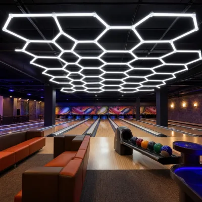 Hexagonal Honeycomb LED Fixture for Bowling Alley Lane Area Ceiling 6000K CRI 90 Aluminum