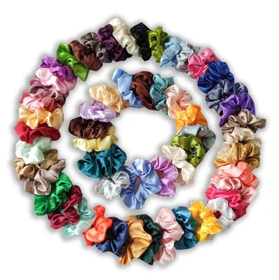 New Fashion Women Silk Satin Scrunchies Accessories Elastic Hair Bands Hair Tie Multicolor Ponytail Holder Hair Scrunchies