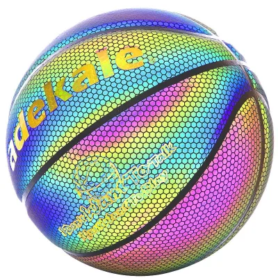Reflective Holographic Luminous Custom Logo Made Basketball Balls Official Size 5 6 7 for Training and Gifts Glow in the Dark