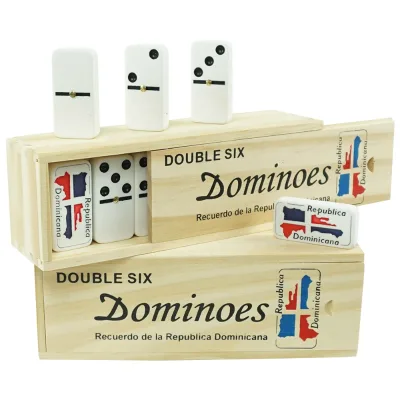 Factory Custom Double Six Domino Game Set Republica Dominicana Popular Domino Wooden Box for Professional Table Game