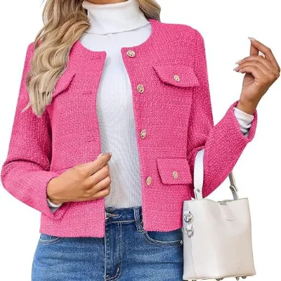 Women's 2025 Autumn Casual Hooded Single Button Anti-Wrinkle Waterproof Reversible Short Woven Coat