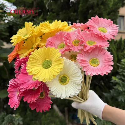DC234 Wholesale Artificial Gerbera Daisy Flower Branch Multi Color PU Gerbera for Wedding Home Hotel Decoration