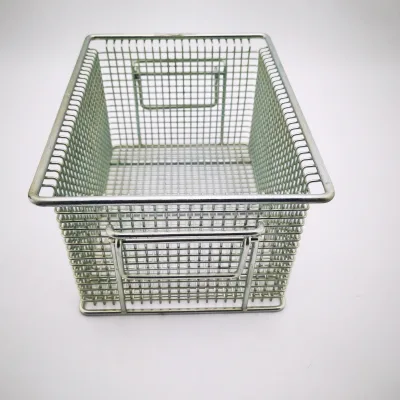 Industrial Cleaning Basket With Spring Lock Cover Wire Mesh Parts Washing Basket for Ultrasonic Cleaning Hardware Components