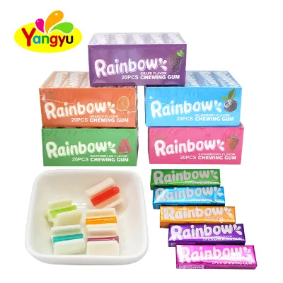 Factory Direct Assorted Fruit Flavor Jam Filled Colorful Chewing Gum Display Box Bulk Wholesale