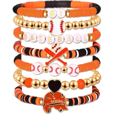 2026 Baseball Softball Game Day College Friendship Sports Bracelet Stackable Ceramic Clay Porcelain Unisex Gift Bracelets Bangle
