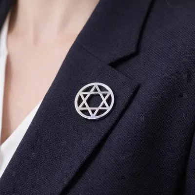 Star of David Magen David Enamel Pin Stainless Steel  Lapel Badge Jewish Symbol for Shirt or Blazer