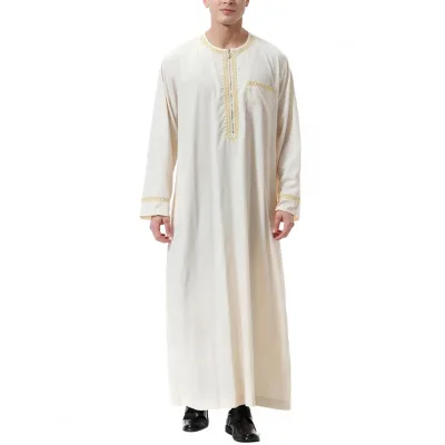 Hot Selling Men's Muslim Middle Eastern Arab Round Neck Robe
